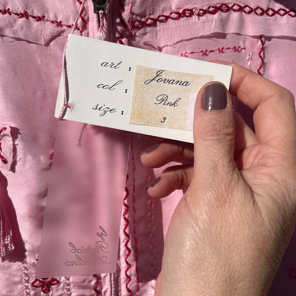 Vintage Silk Jacket Pink, Ebene by Patrick Assuline, Womens Size M, NWT - Picture 7 of 16